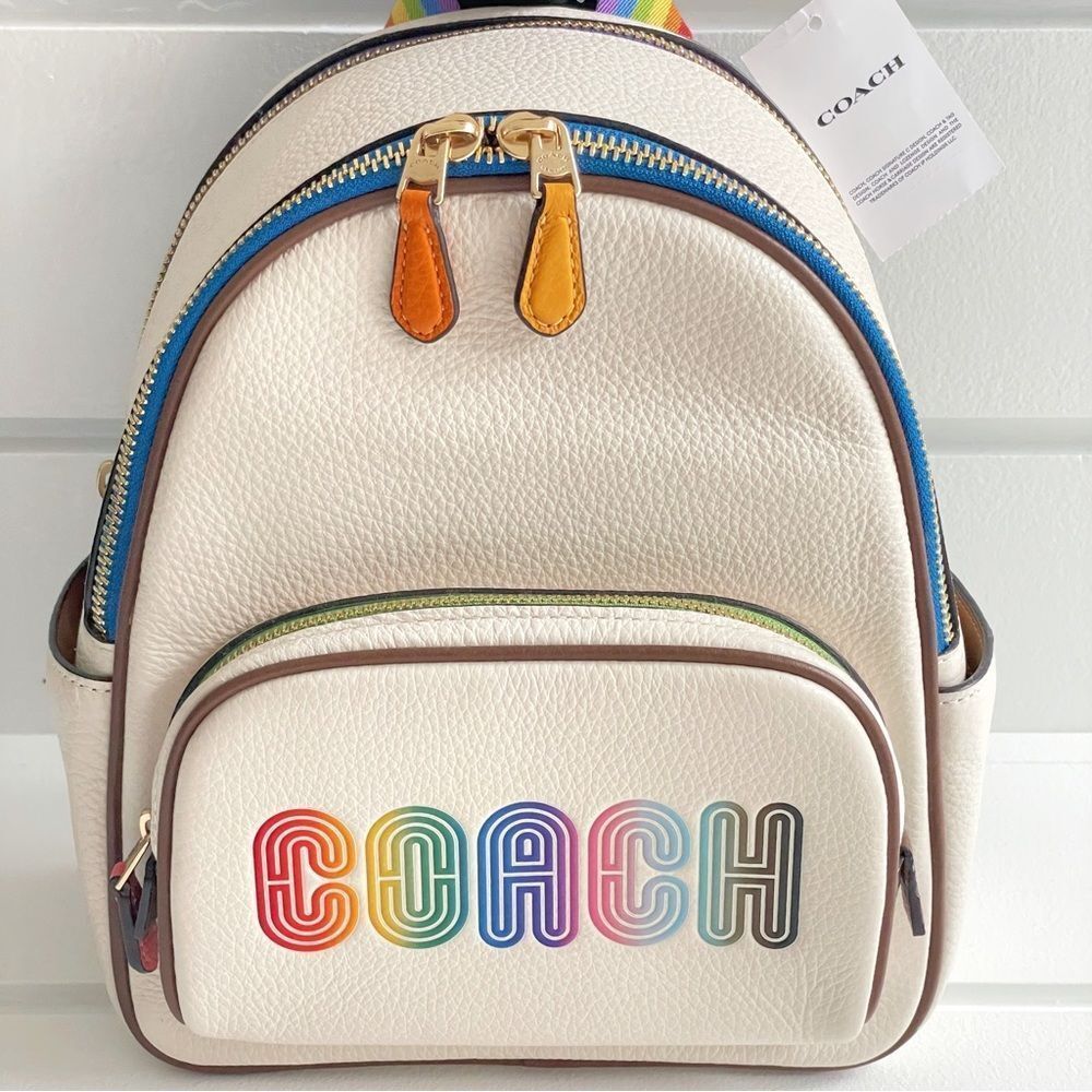 Coach Mini Court Backpack With Rainbow Coach Logo New With Tags - Picture 8 of 15